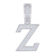 925 Sterling Silver Unisex 0.59ct Moissanite Initial Alphabet Z Charm Pendant