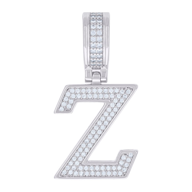 925 Sterling Silver Unisex 0.59ct Moissanite Initial Alphabet Z Charm Pendant