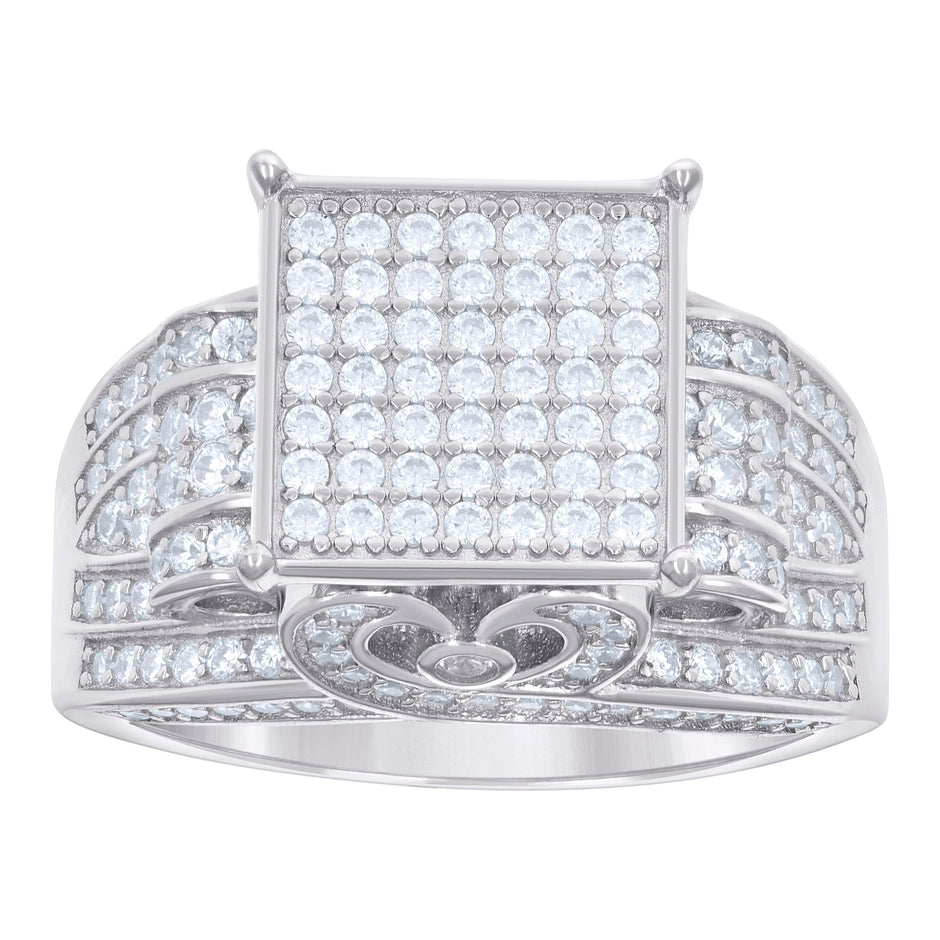 925 Sterling Silver Mens 1.18ct Moissanite Square Head Fashion Ring Size 10 - SLV-135460