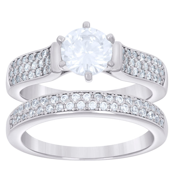 925 Sterling Silver Womens 1.72ct Moissanite Duo Ring Bridal Set Ring Size 6
