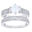 925 Sterling Silver Womens 1.72ct Moissanite Duo Ring Bridal Set Ring Size 9 - SLV-135470