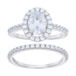 925 Sterling Silver Womens Round Oval 0.74ct, 1.50ct Moissanite Oval Wedding/Engagement Duo Ring Set Ring Size 9 - SLV-135475