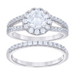 925 Sterling Silver Womens 2.28ct Moissanite Duo Ring Bridal Set Ring Size 6