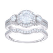 925 Sterling Silver Womens 1.82ct Moissanite Duo Ring Bridal Set Ring Size 7 - SLV-135493