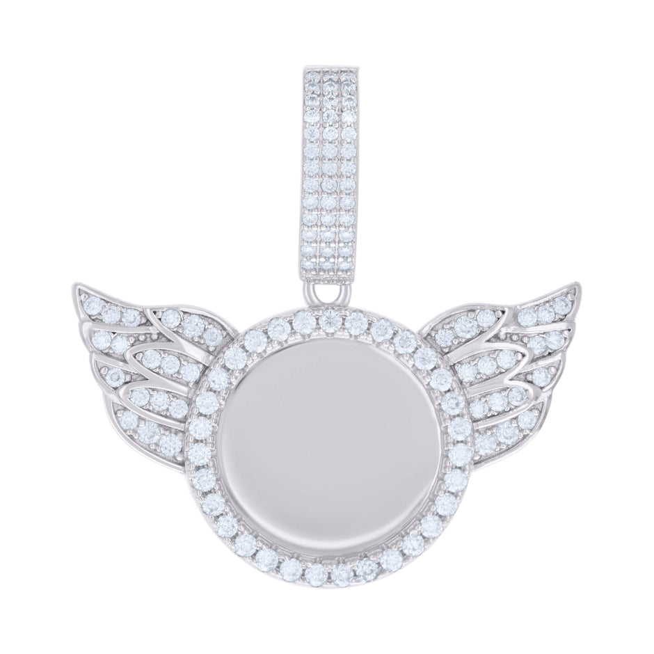 925 Sterling Silver Mens 1.20ct Moissanite Flying Circle Picture Frame Pendant 