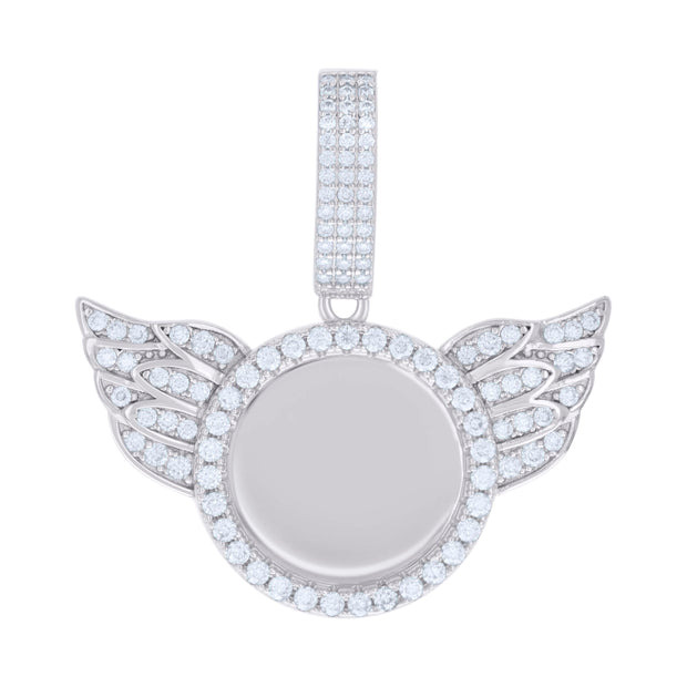925 Sterling Silver Mens 1.20ct Moissanite Flying Circle Picture Frame Pendant 