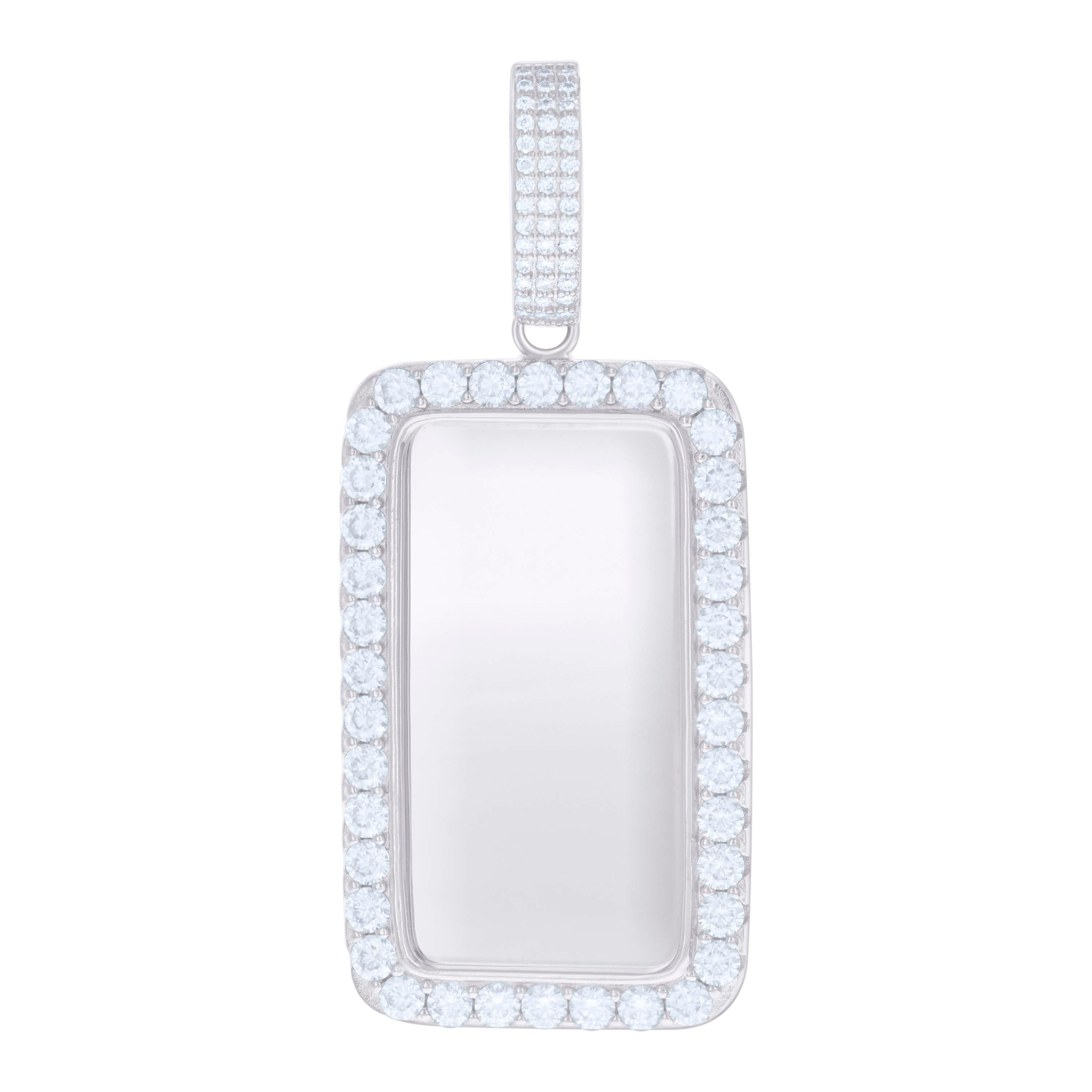 925 Sterling Silver Mens 2.72ct Moissanite Dogtag Picture Frame Pendant 