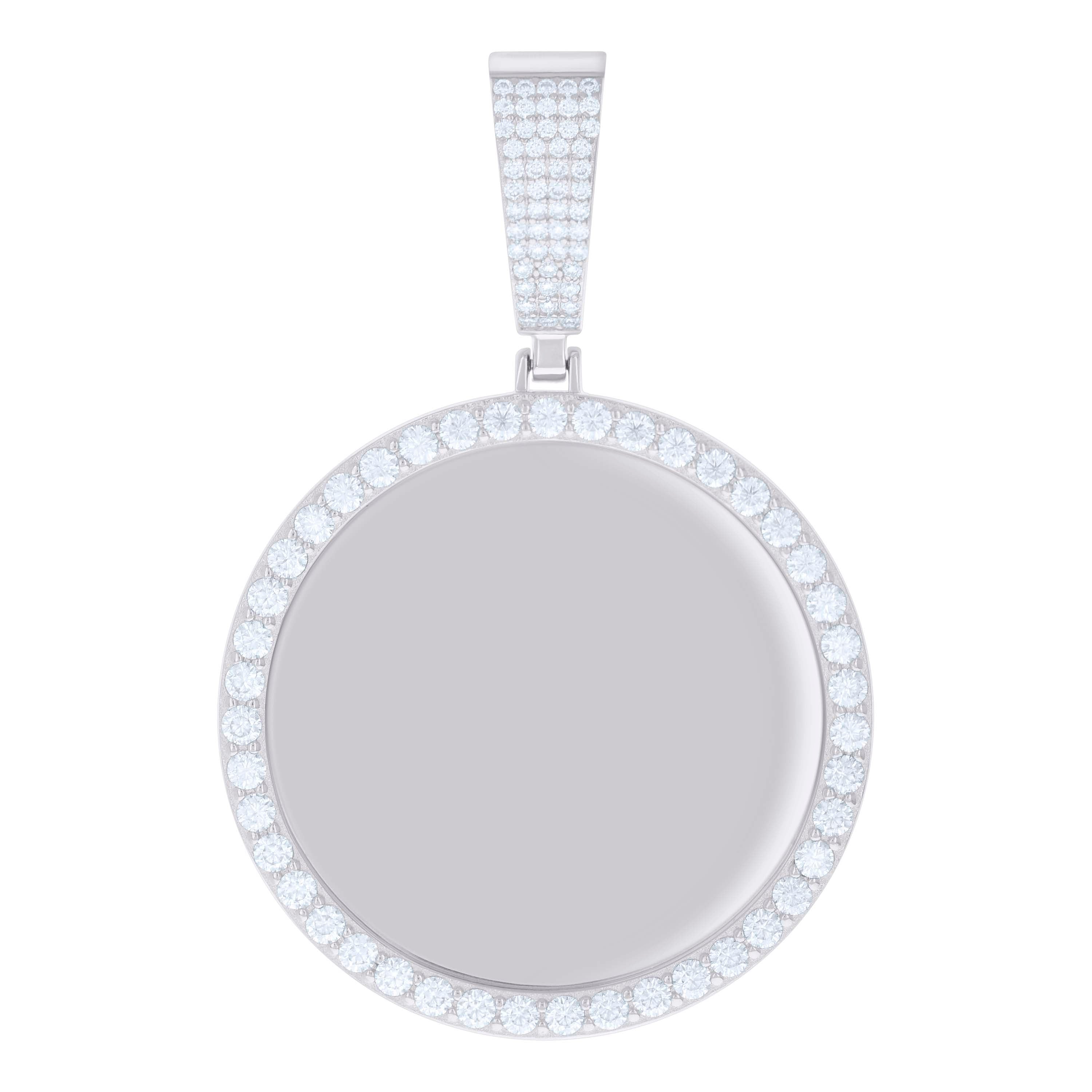 925 Sterling Silver Mens 3.04ct Moissanite Circle Picture Frame Pendant 