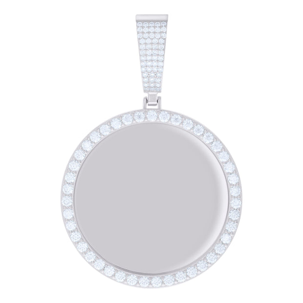925 Sterling Silver Mens 3.04ct Moissanite Circle Picture Frame Pendant 