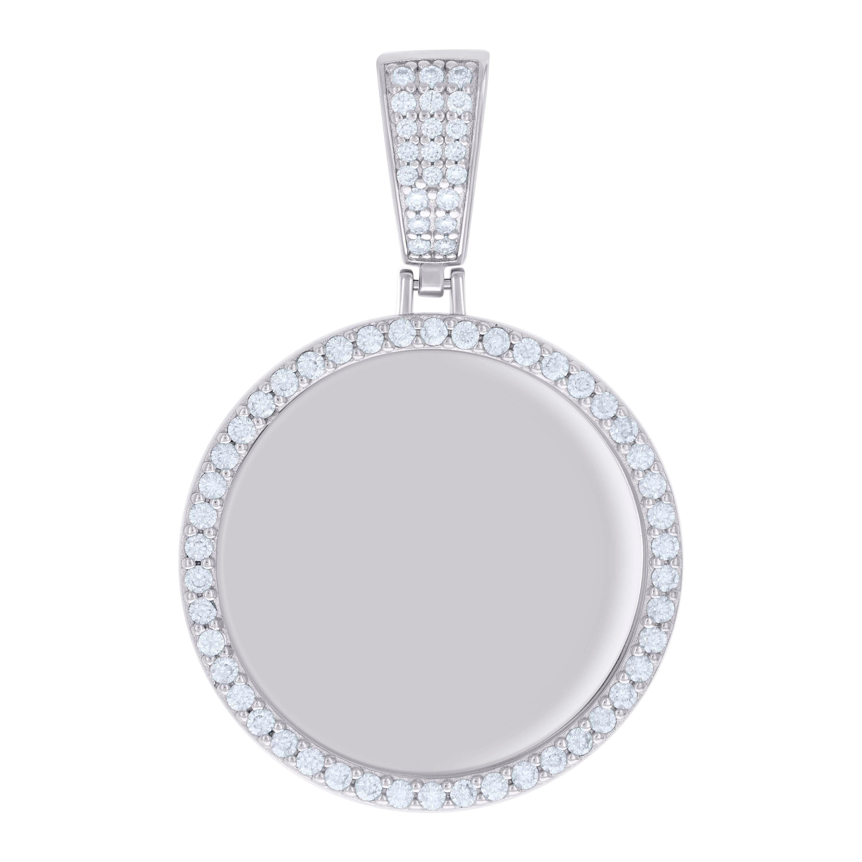 925 Sterling Silver Mens 1.20ct Moissanite Circle Picture Frame Pendant 
