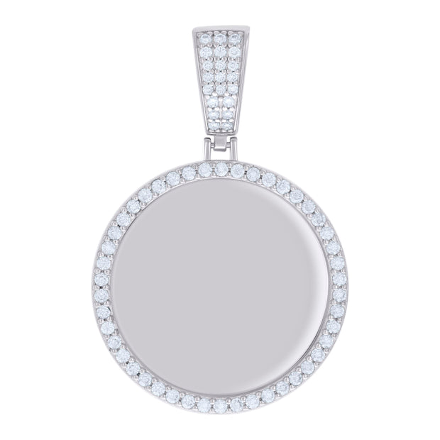 925 Sterling Silver Mens 1.20ct Moissanite Circle Picture Frame Pendant 