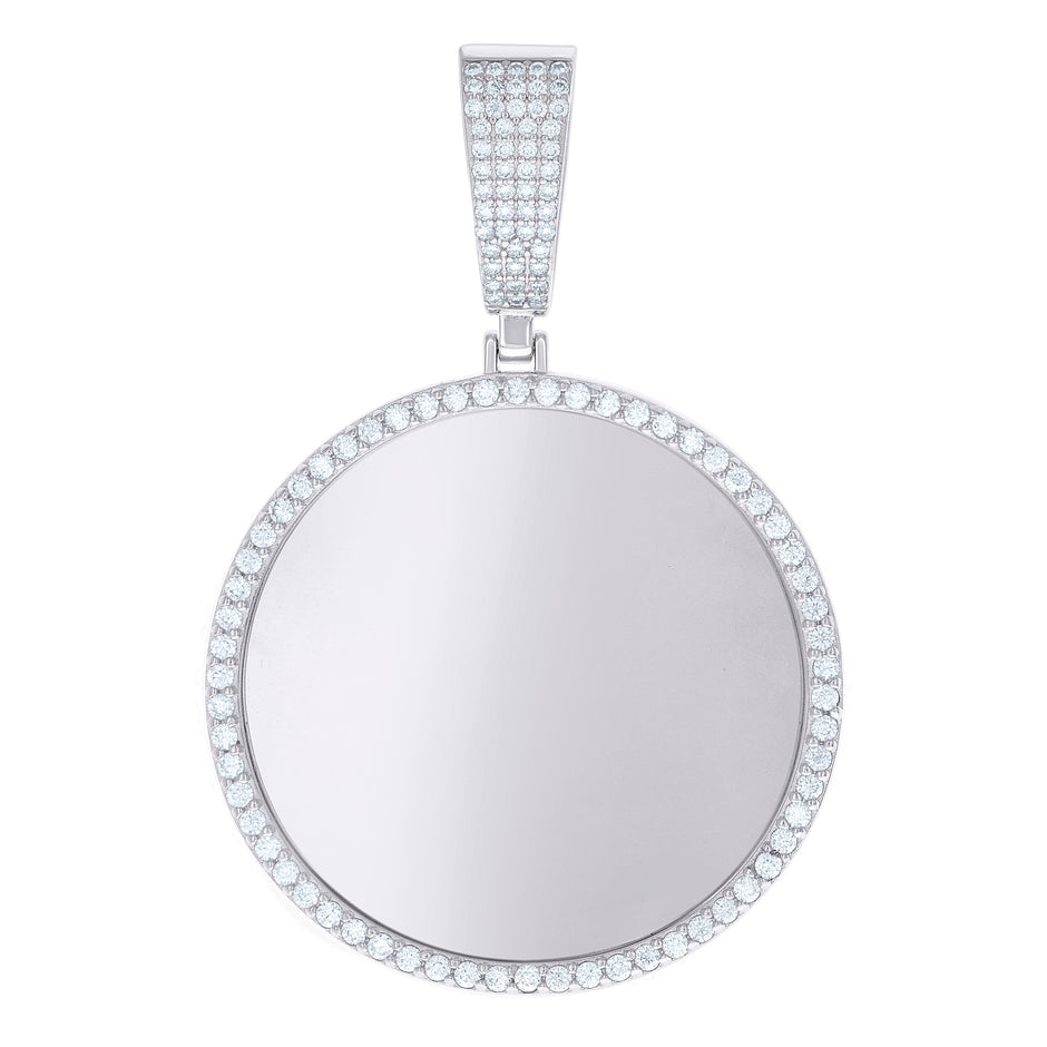 925 Sterling Silver Mens 1.55ct Moissanite Picture Frame Charm Pendant