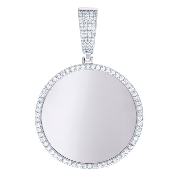 925 Sterling Silver Mens 1.55ct Moissanite Picture Frame Charm Pendant