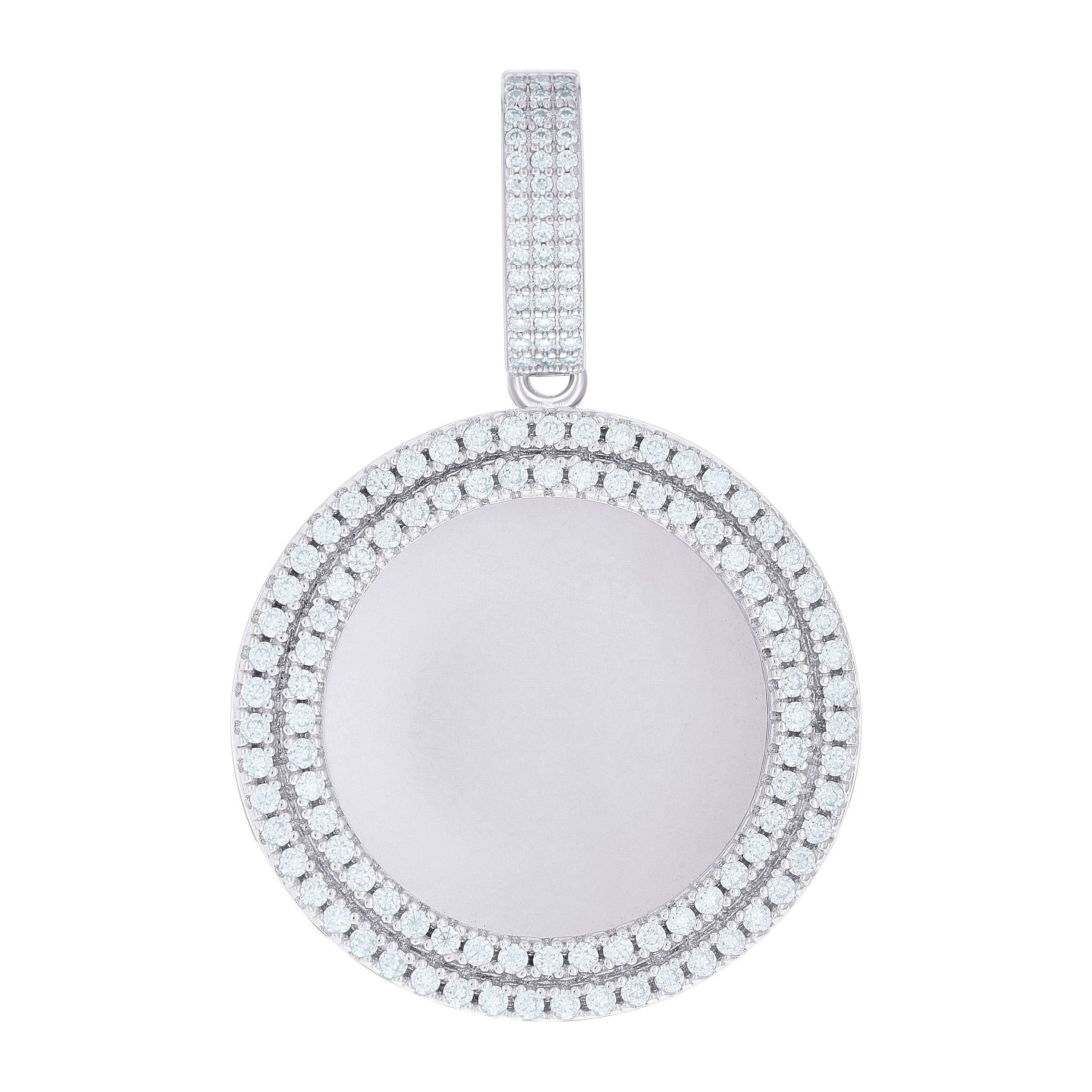 925 Sterling Silver Mens 1.72ct Moissanite Picture Frame Charm Pendant