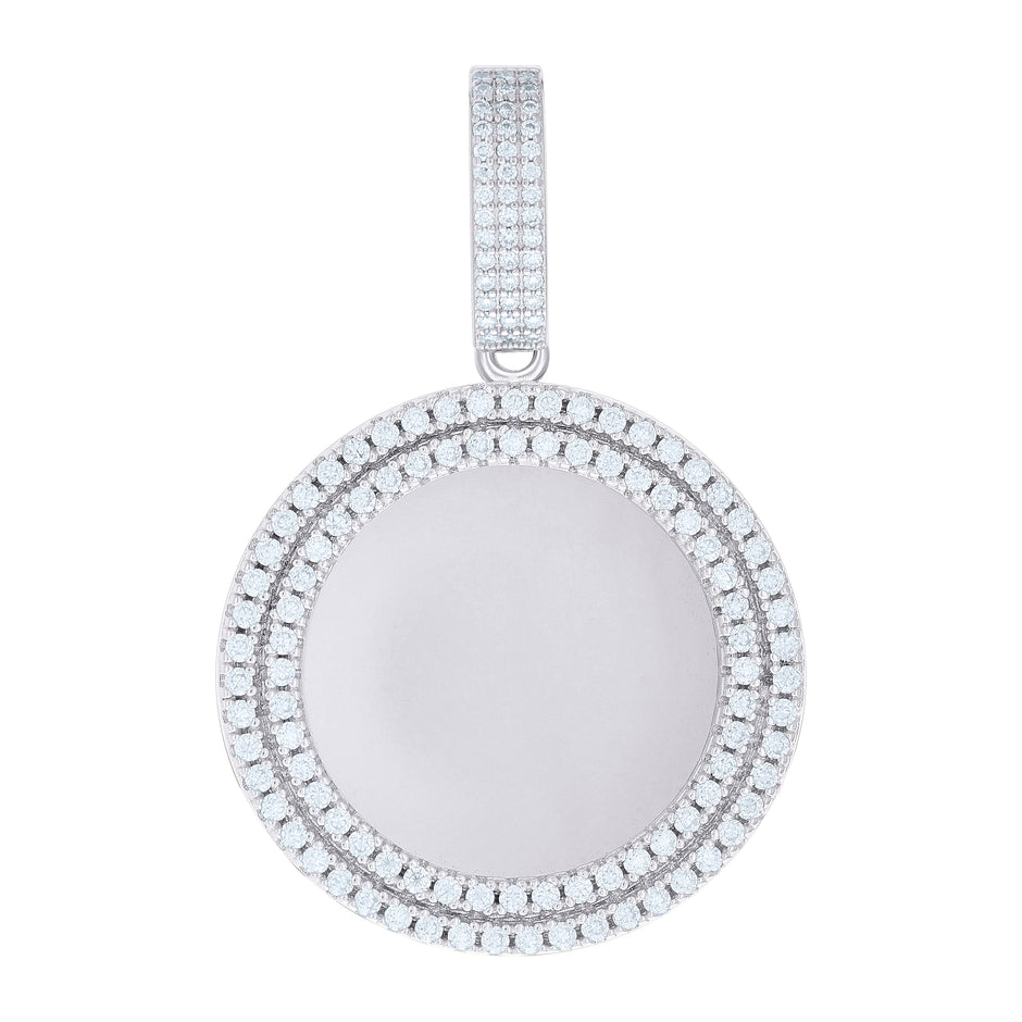 925 Sterling Silver Mens 1.72ct Moissanite Picture Frame Charm Pendant