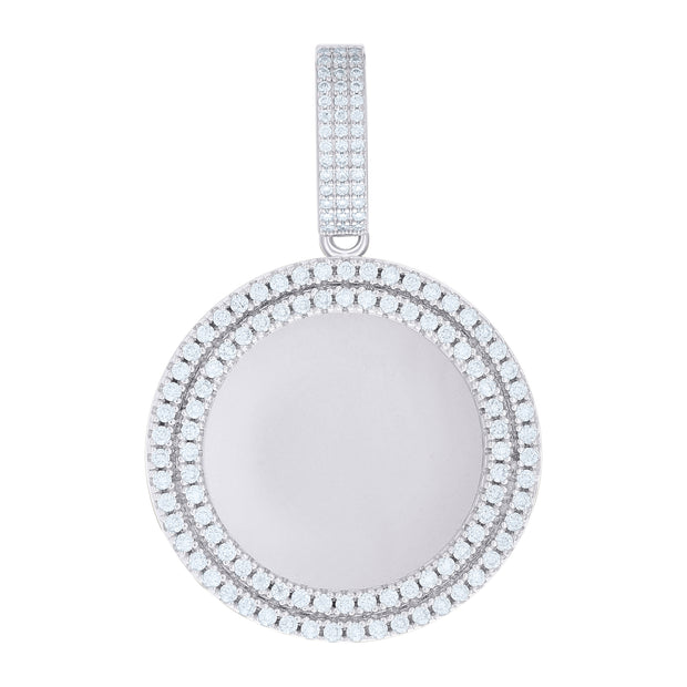 925 Sterling Silver Mens 1.72ct Moissanite Picture Frame Charm Pendant