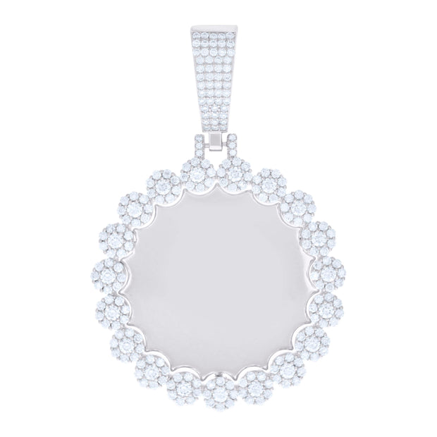 925 Sterling Silver Mens 3.67ct Moissanite Circle Picture Frame Pendant 