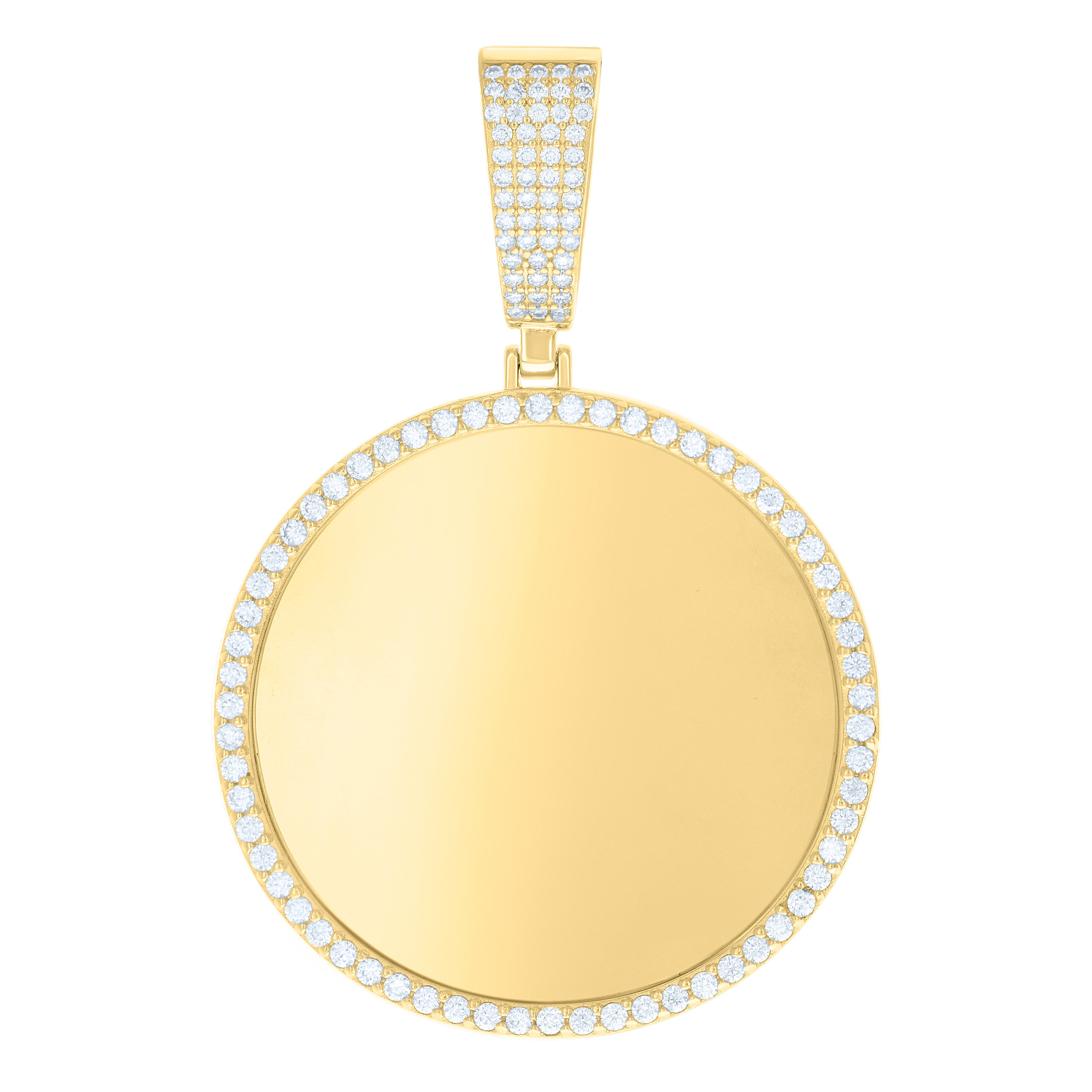 925 Sterling Silver Yellow-tone Mens 1.55ct Moissanite Picture Frame Charm Pendant