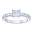 925 Sterling Silver Womens 1.00ct Baguette 0.82ct Round Moissanite Fashion Engagement Ring Size 10 - SLV-135549