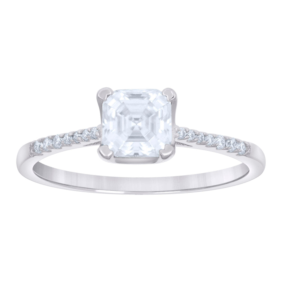 925 Sterling Silver Womens 1.42ct Cushion-cut Round Moissanite Solitaire Engagement Ring Size 7 - SLV-135554