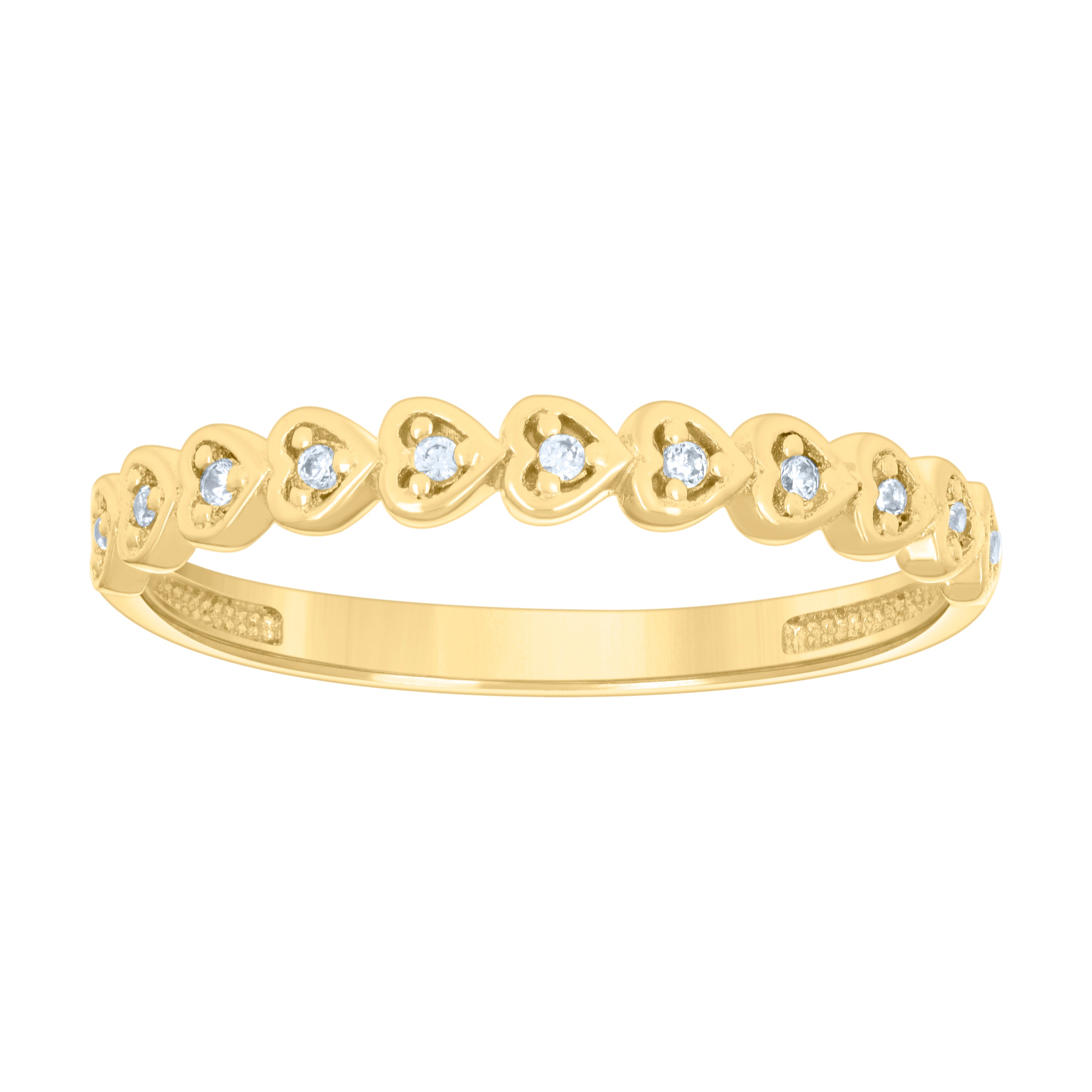 10kt Yellow Gold Womens Cubic-Zirconia Multi Hearts Ring 