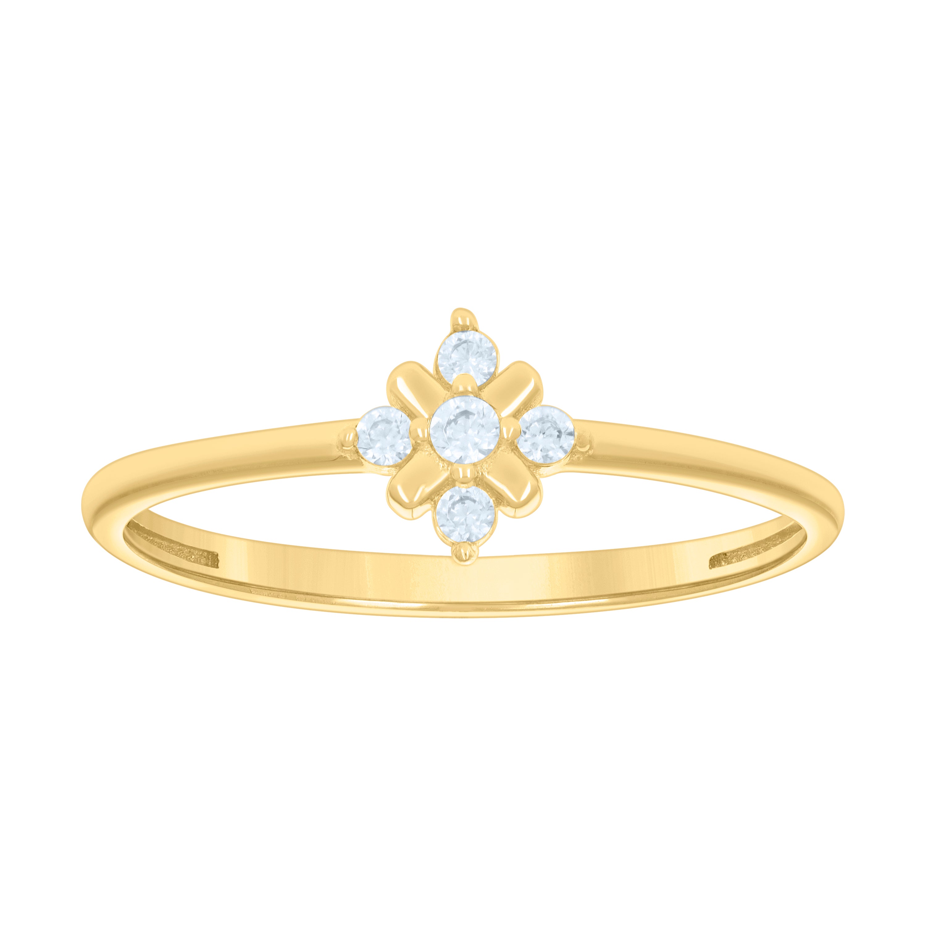 10kt Yellow Gold Womens Cubic-Zirconia Flower Fashion Ring 