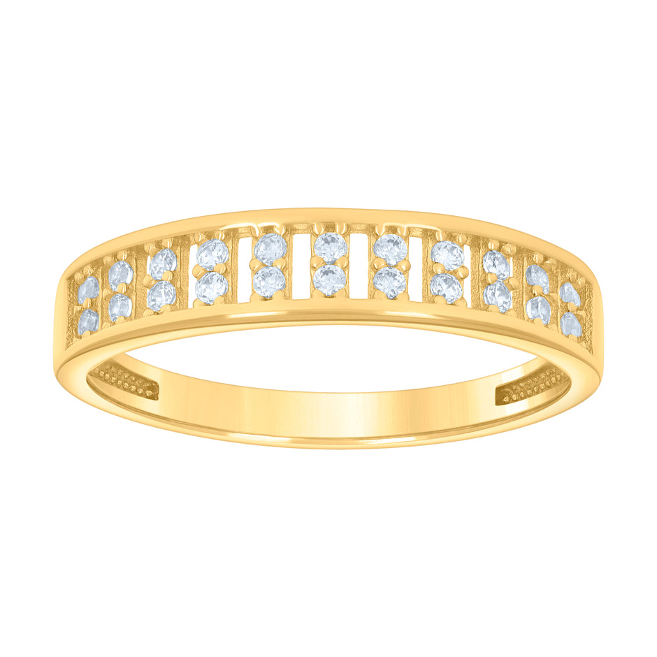 10kt Yellow Gold Womens Cubic-Zirconia Fashion Ring 