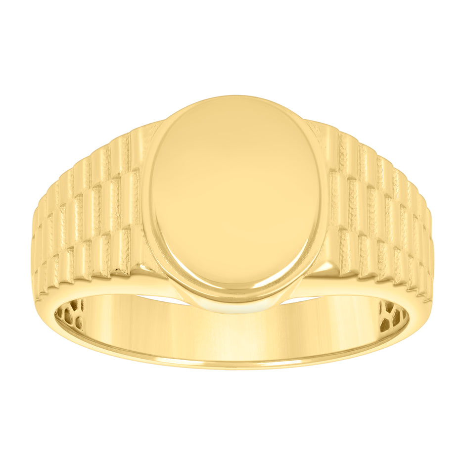 10kt Yellow Gold Womens Oval Head Signet Ring 
