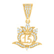 10kt Yellow Gold Womens Cubic-Zirconia Apple Shaped 15 Quinceanera Charm Pendant 