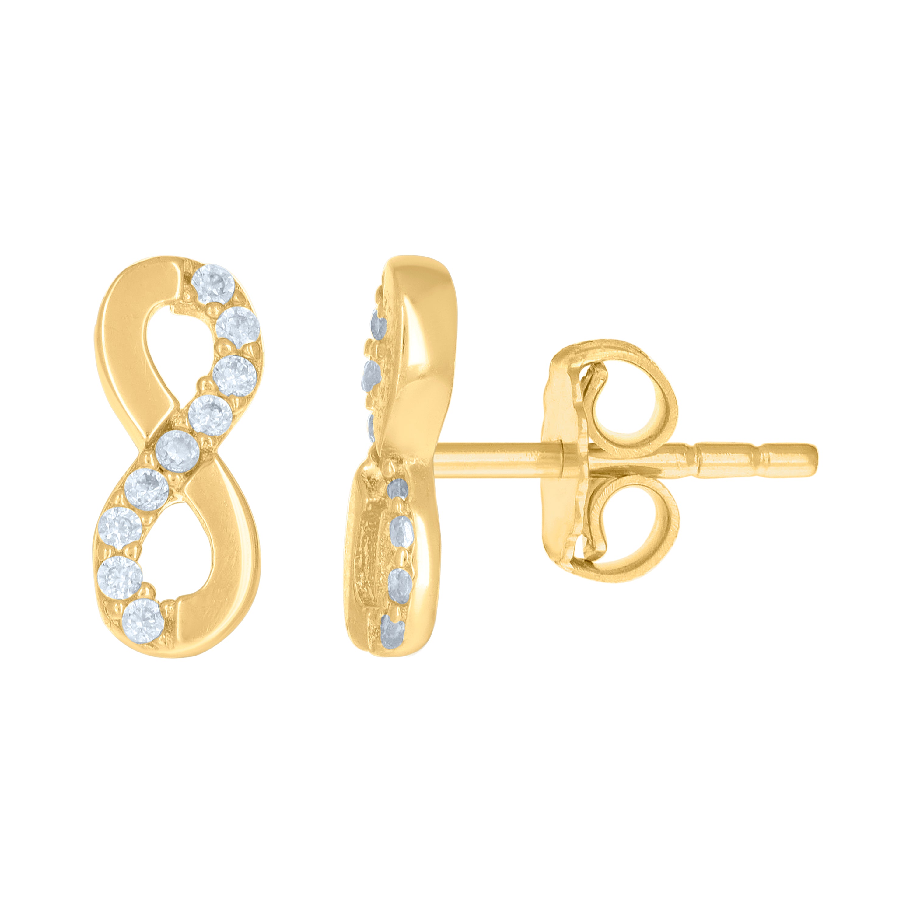10kt Yellow Gold Womens Cubic-Zirconia Infinity Love Stud Earrings