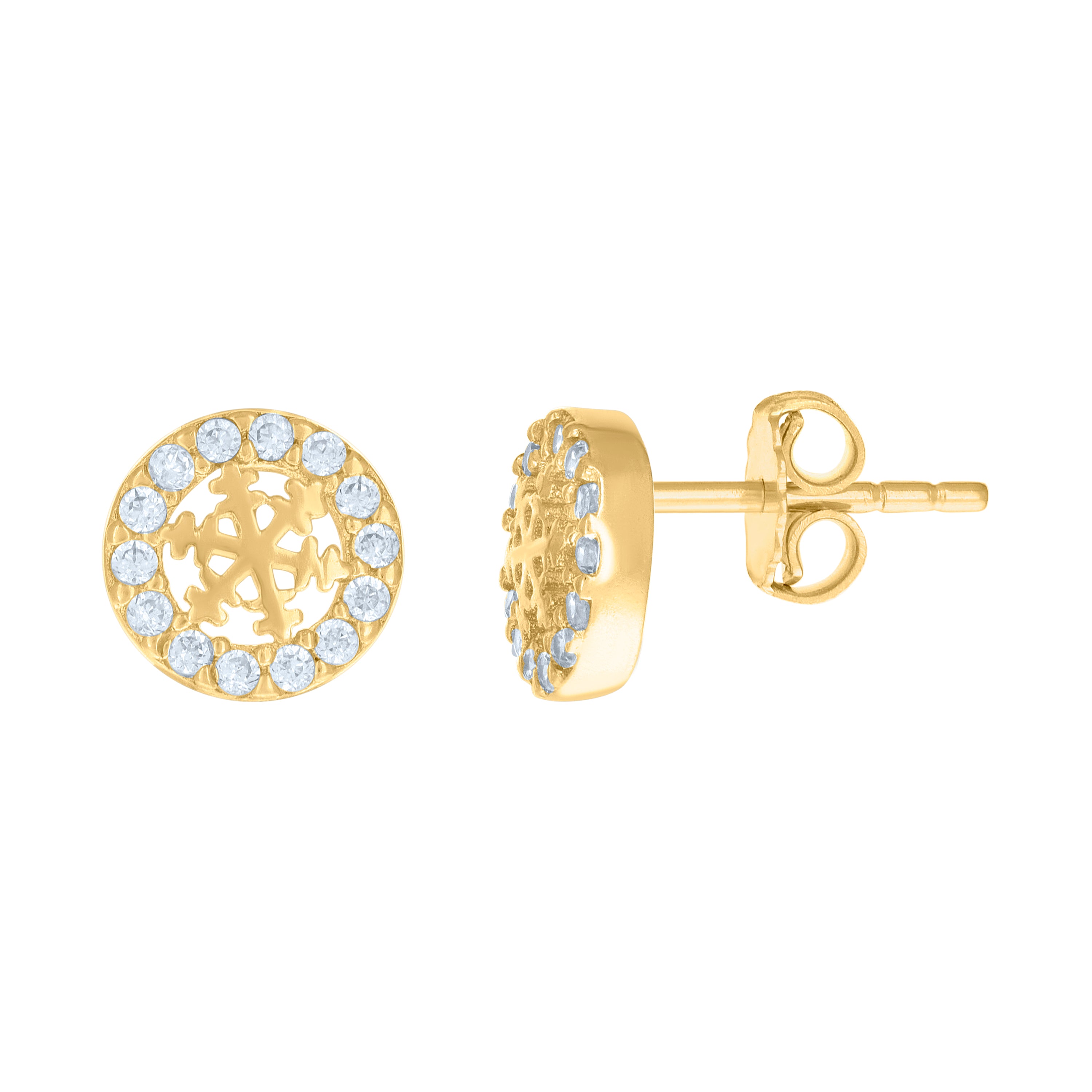 10kt Yellow Gold Womens Cubic-Zirconia Fashion Stud Earrings