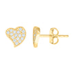 10kt Yellow Gold Womens Cubic-Zirconia Heart Stud Earrings