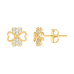 10kt Yellow Gold Womens Cubic-Zirconia Flower Heart Stud Earrings