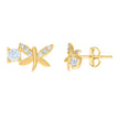 10kt Yellow Gold Womens Cubic-Zirconia Dragonfly Fashion Stud Earrings