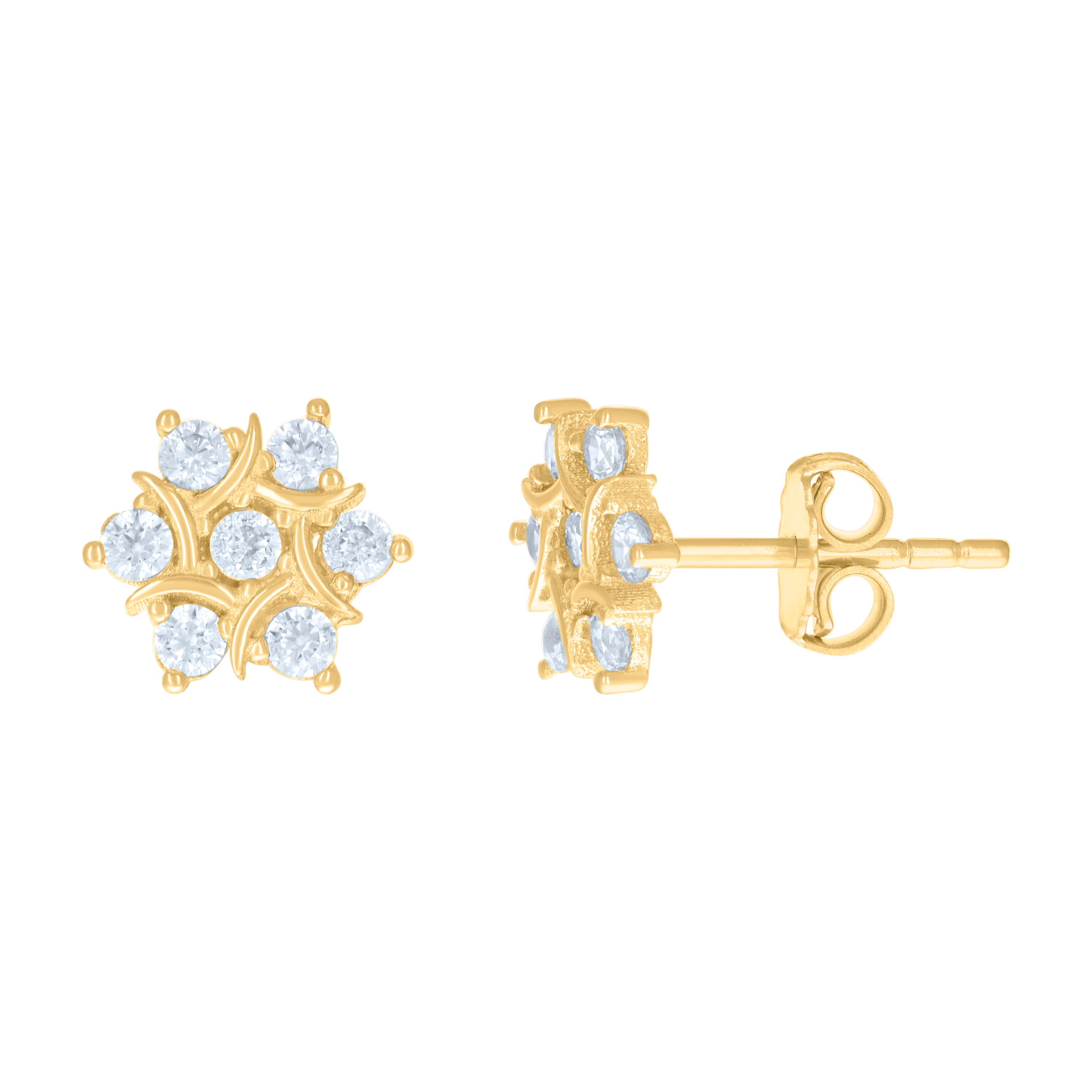 10kt Yellow Gold Womens Cubic-Zirconia Fashion Stud Earrings