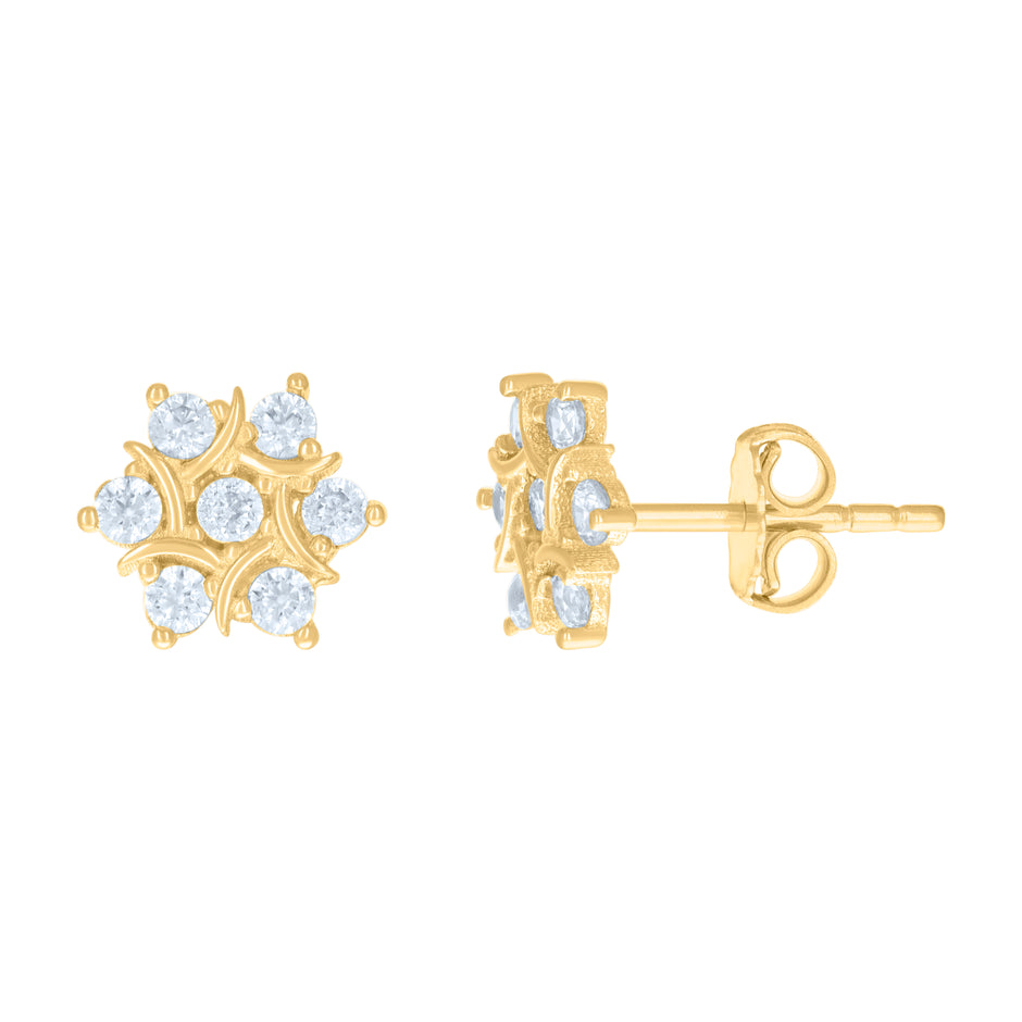 10kt Yellow Gold Womens Cubic-Zirconia Fashion Stud Earrings