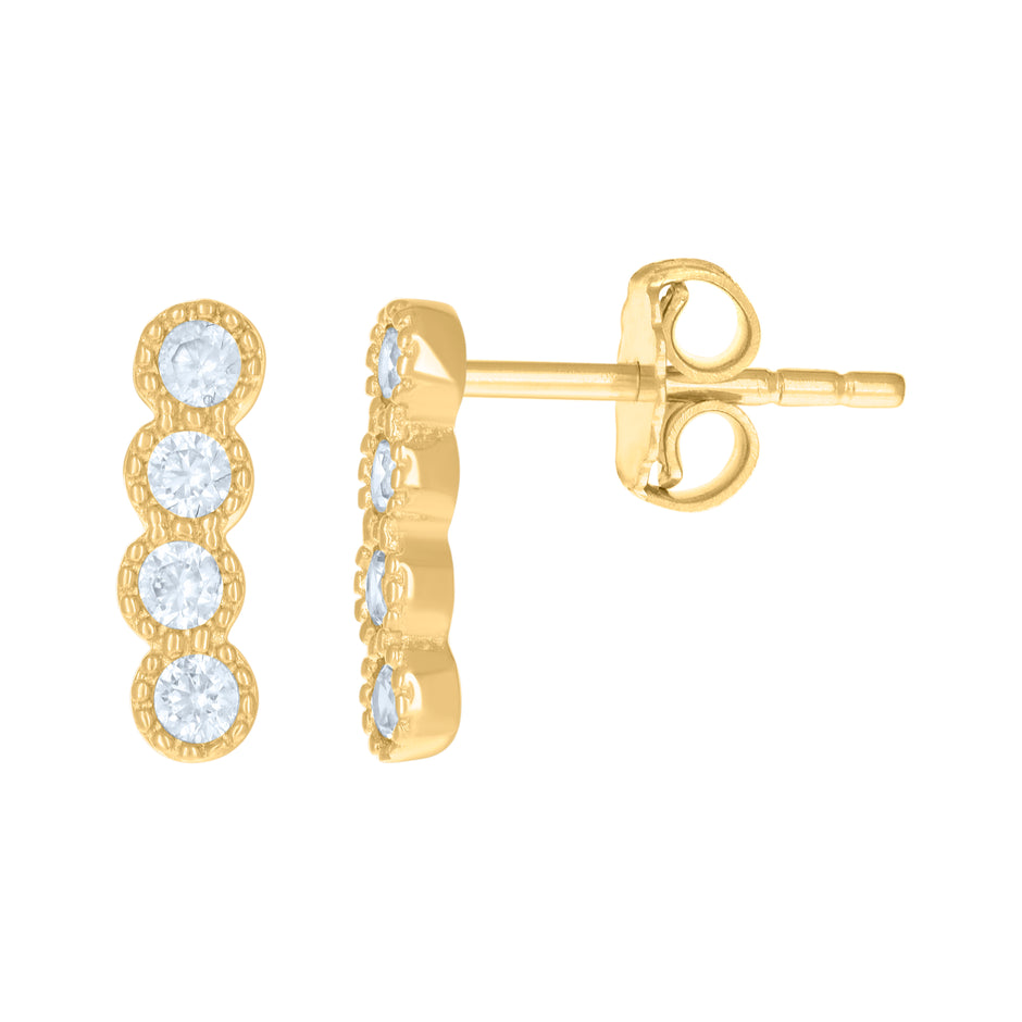 10kt Yellow Gold Womens Cubic-Zirconia Fashion Stud Earrings