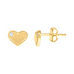 10kt Yellow Gold Womens Cubic-Zirconia Heart Stud Earrings