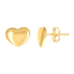 10kt Yellow Gold Womens Puffed Heart Stud Earrings