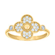 10kt Yellow Gold Womens Cubic-Zirconia Clover Good Luck Ring 