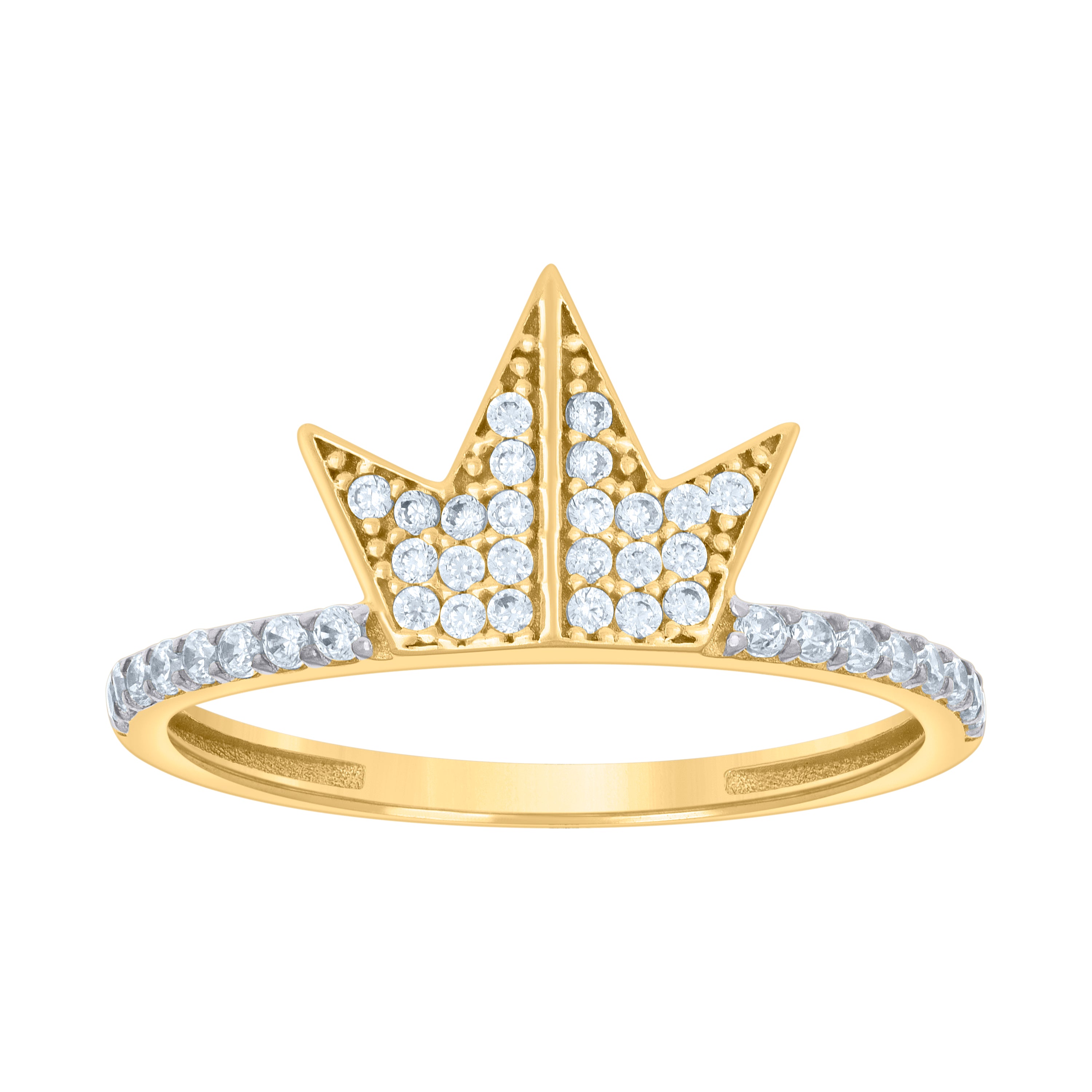 10kt Two-tone Gold Womens Cubic-Zirconia Crown Fashion Ring 