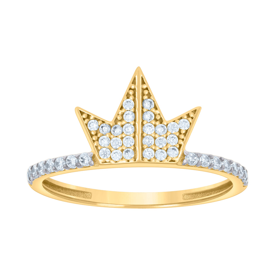 10kt Two-tone Gold Womens Cubic-Zirconia Crown Fashion Ring 