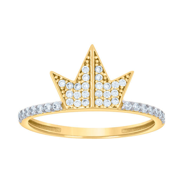 10kt Two-tone Gold Womens Cubic-Zirconia Crown Fashion Ring 