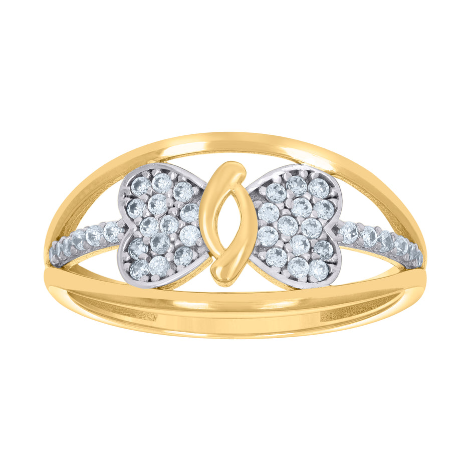 10kt Two-tone Gold Womens Cubic-Zirconia Infinity Heart Love Ring 