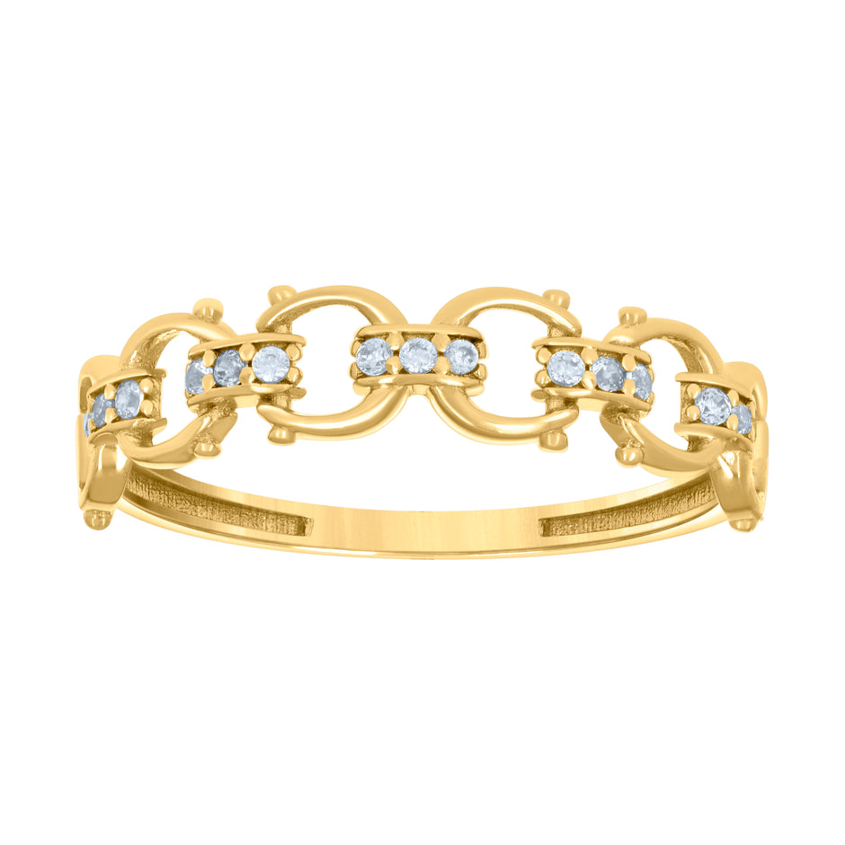 10kt Yellow Gold Womens Cubic-Zirconia Fashion Ring 