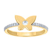 14kt Two-tone Gold Womens Cubic-Zirconia Butterfly Fashion Ring 
