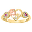 14kt Two-tone Gold Womens Pink White Cubic-Zirconia Heart Anos 15 Quinceanera Ring 