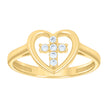 14kt Yellow Gold Womens Cubic-Zirconia Cross Heart Ring 