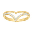 14kt Yellow Gold Womens Cubic-Zirconia V-Shaped Fashion Ring 