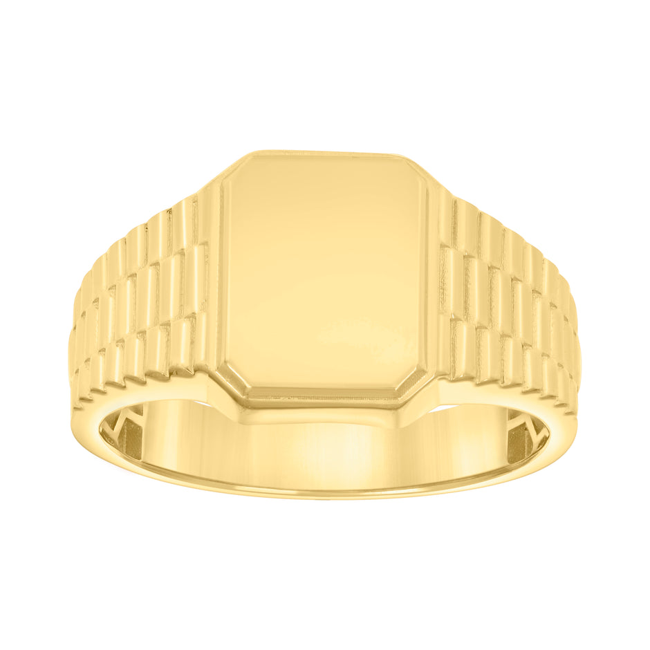 14kt Yellow Gold Womens Octagon Head Signet Ring 
